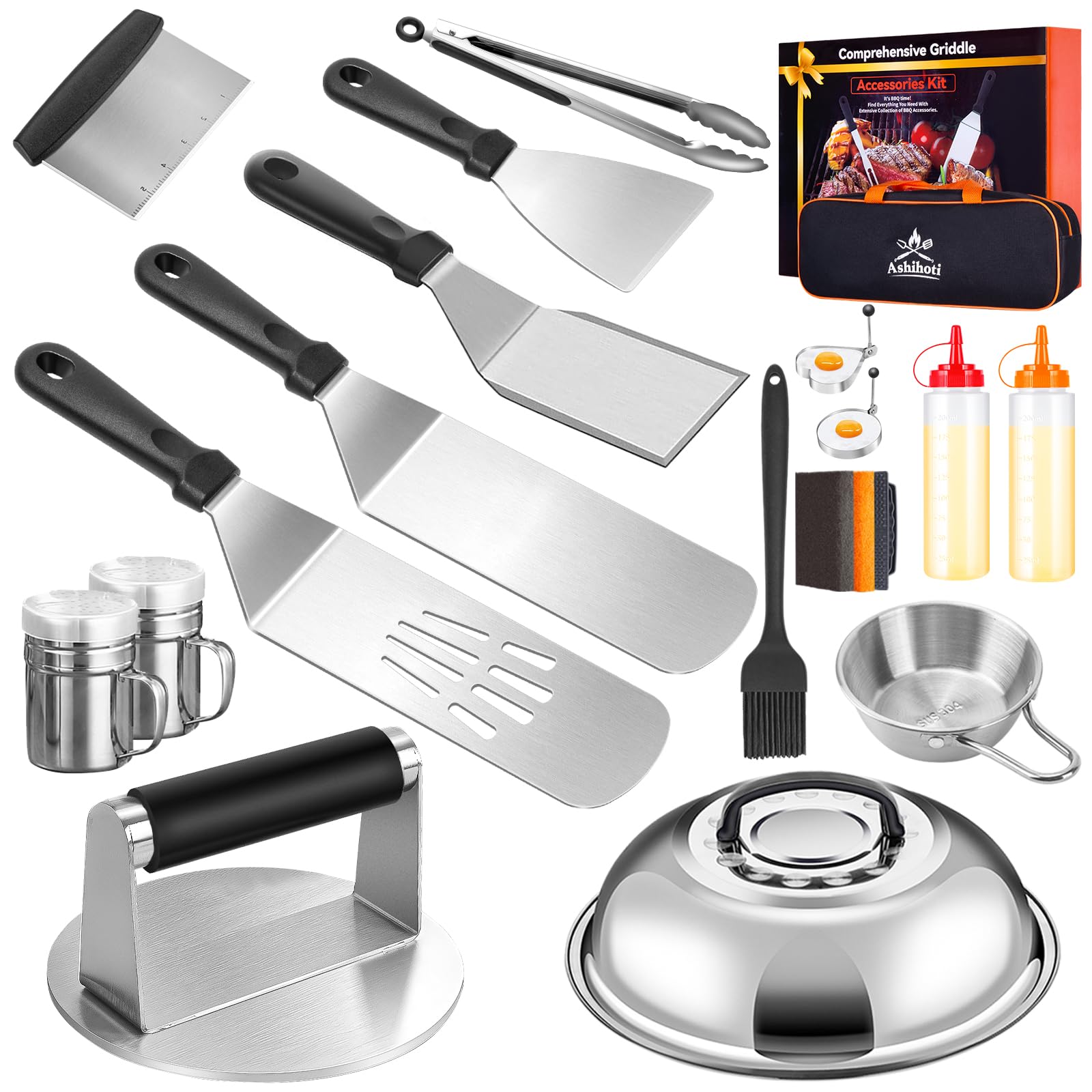 Ashihoti BBQ Grill Set 20 pieces stainless steel tools kit
