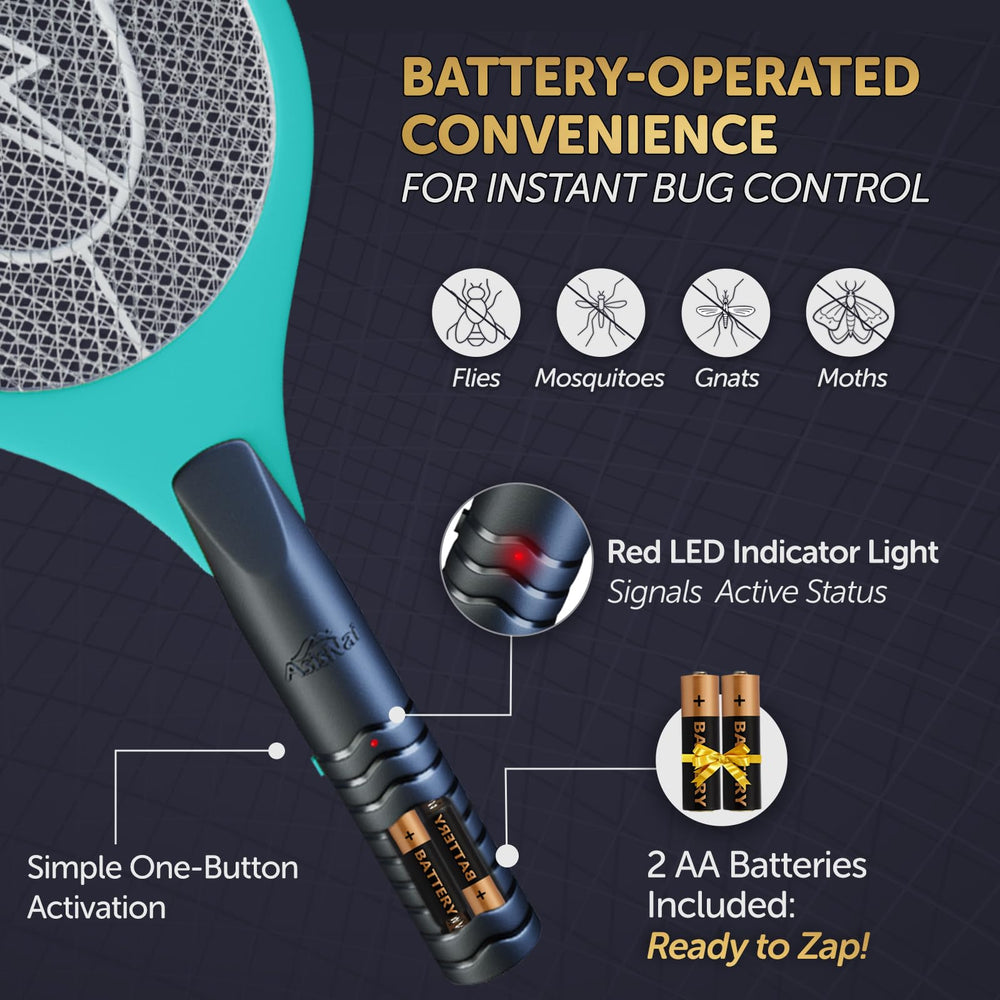 ASISNAI Bug Zapper Racket on patio table, ready for outdoor use