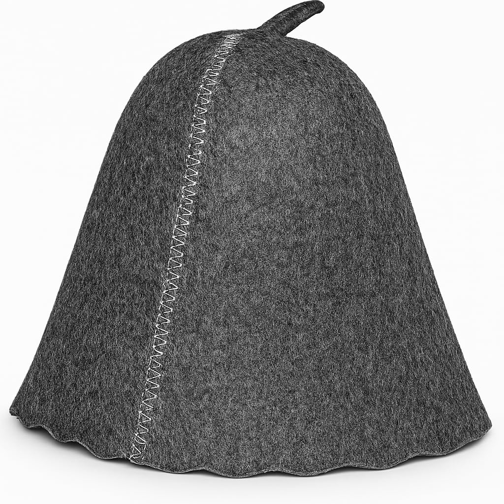 ASKOLD Grey Felt Sauna Hat front view, standard size
