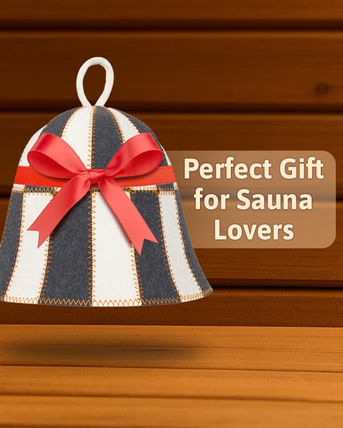 ASKOLD wool sauna hat checkered design with dimensions