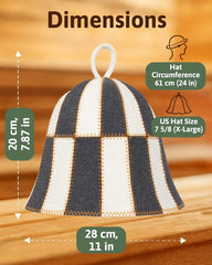 ASKOLD Wool Sauna Hat Checkered laying flat on a wooden surface