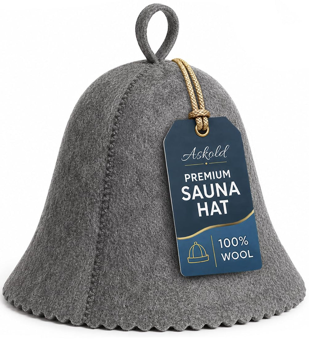 ASKOLD Wool Sauna Hat front view in grey