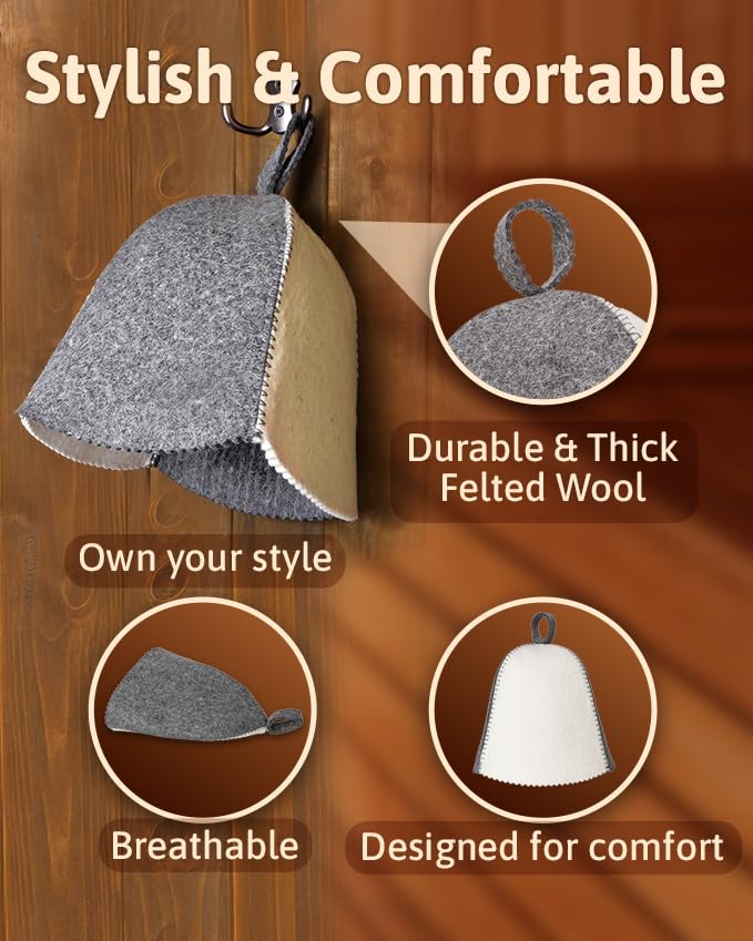 ASKOLD Wool Sauna Hat Gray-White on a model