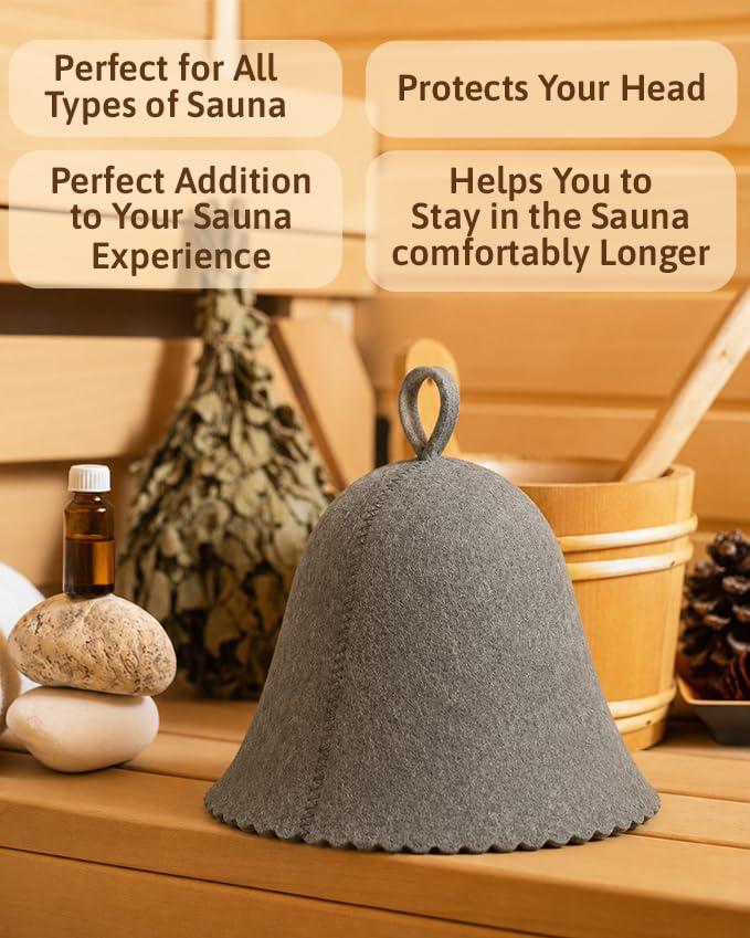 ASKOLD Wool Sauna Hat on a person in a sauna