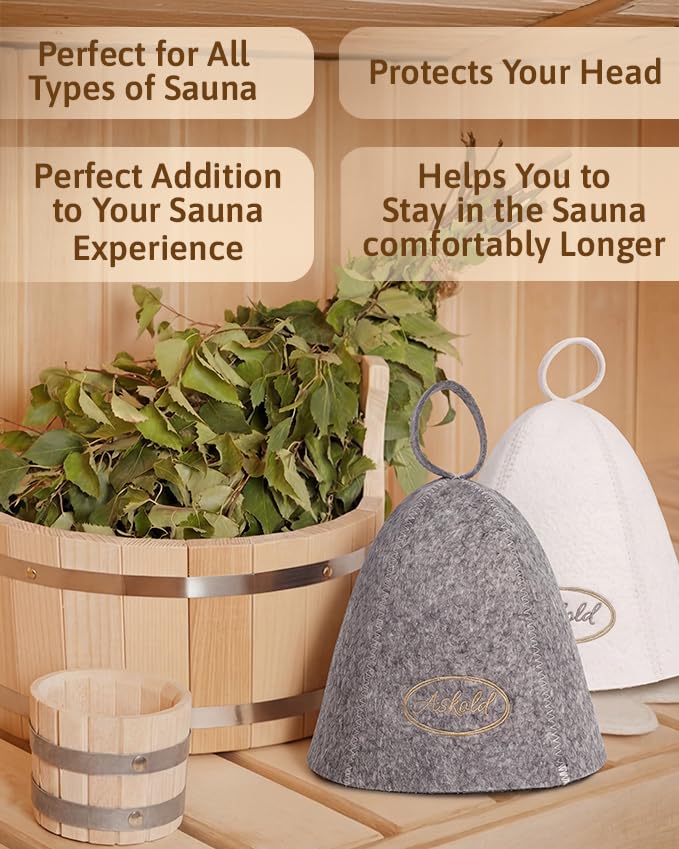 ASKOLD wool sauna hats in packaging