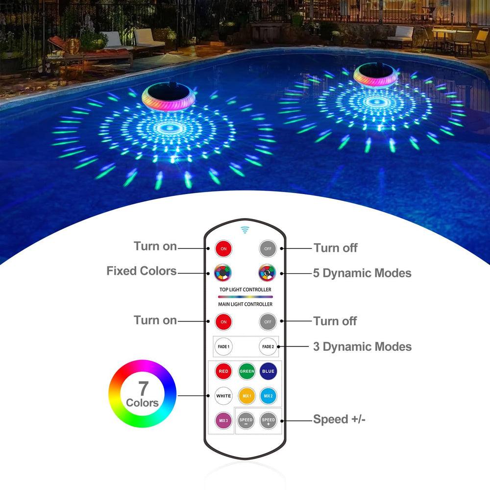 Askyli Floating Pool Light with instruction manual beside it