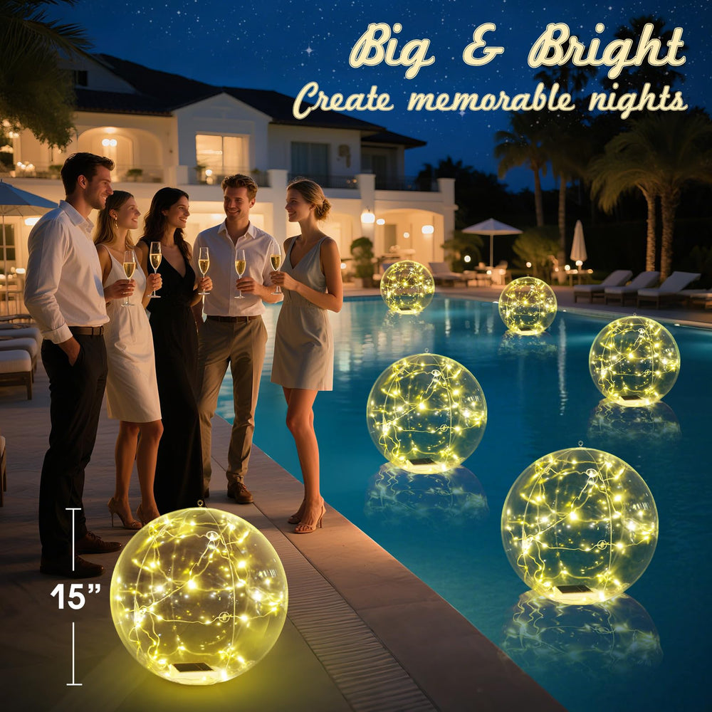 Askyli floating pool lights during a night party