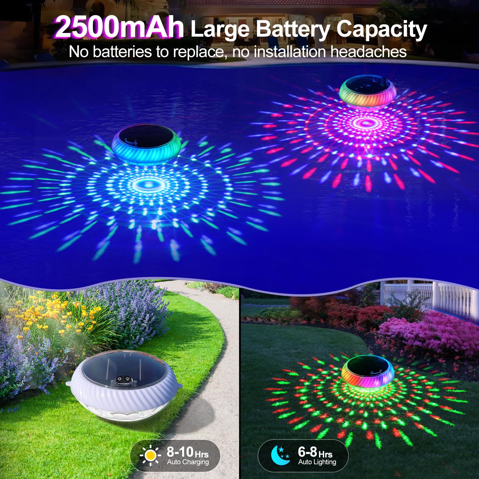 Askyli Floating Pool Lights nighttime glow
