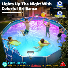 Askyli Solar Pool Light demonstrating 7 colour options