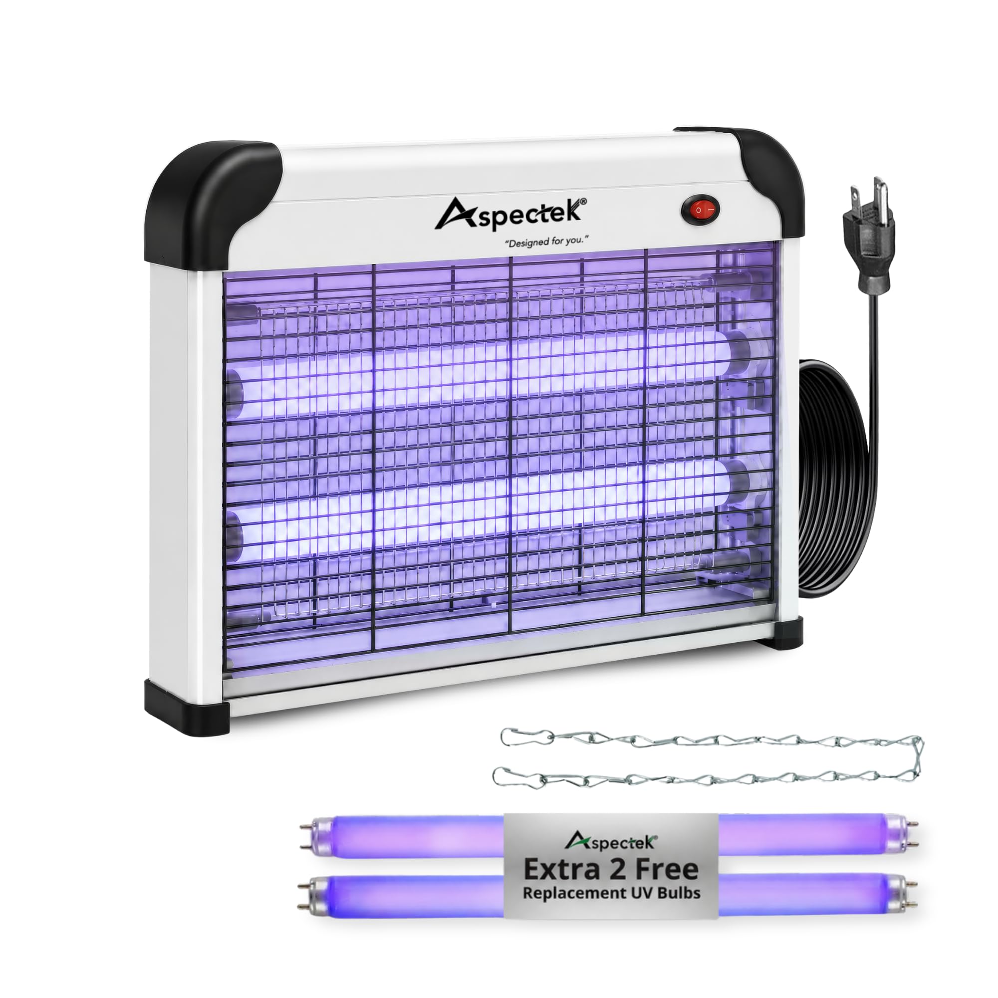 ASPECTEK Electric Bug Zapper front view with UV bulbs