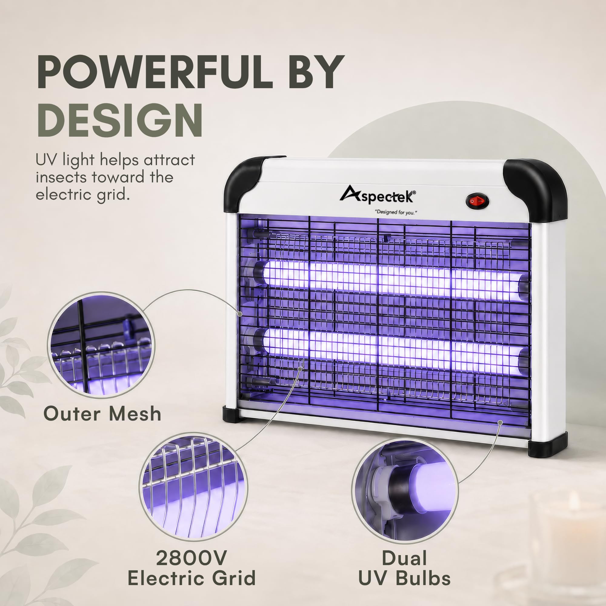 ASPECTEK Electric Bug Zapper showing the high-voltage grid