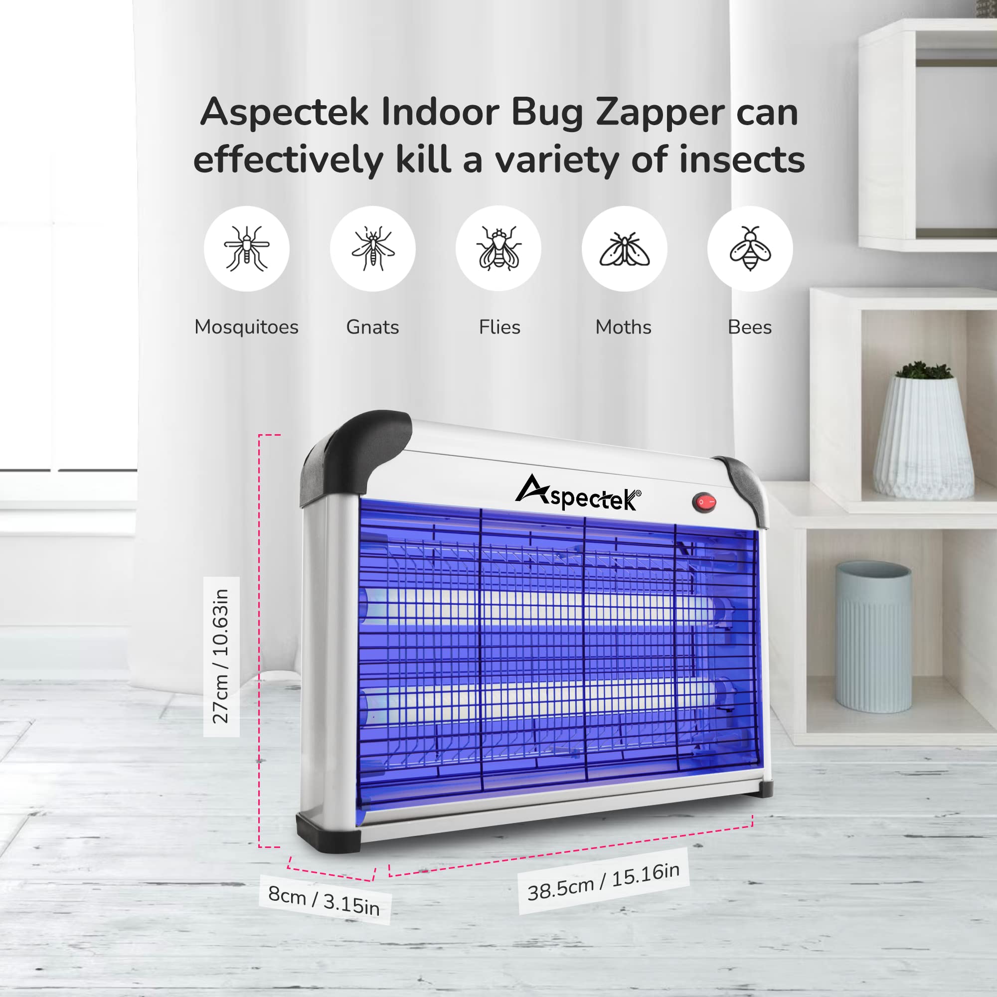 ASPECTEK Electric Bug Zapper side view showing protective mesh