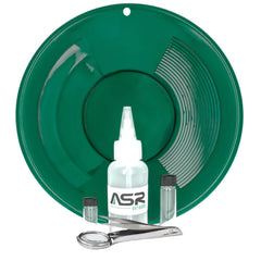 ASR Outdoor 14-inch gold pan in green with dual riffle design