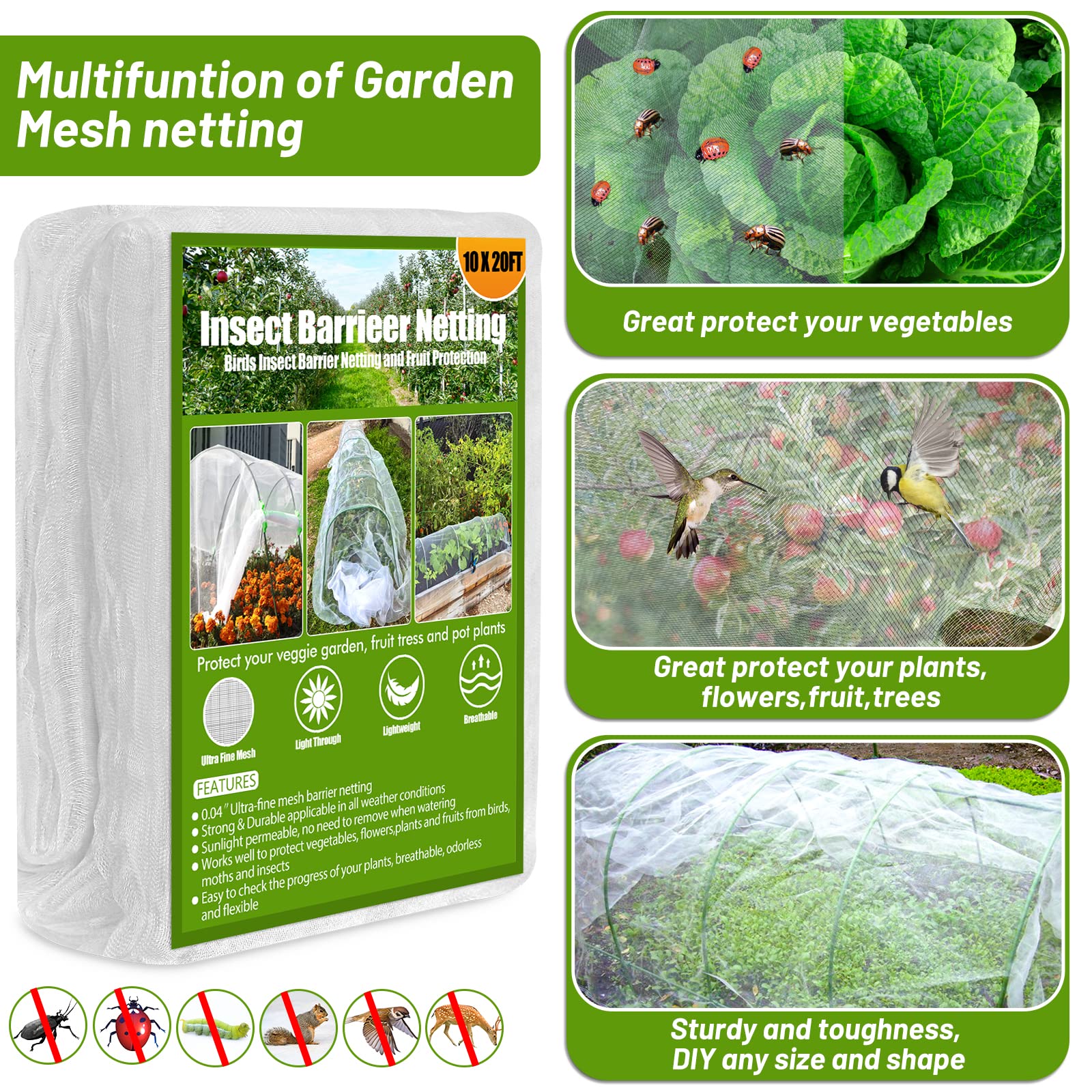 Assembled Cludoo garden hoops in a vegetable garden