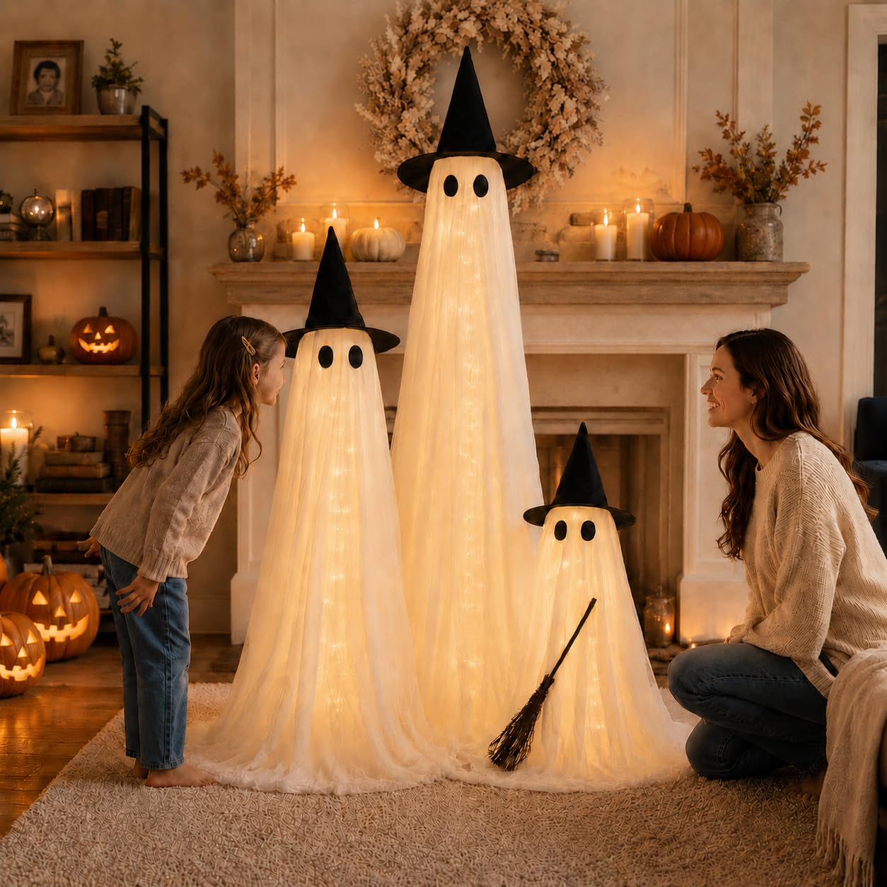 Assembled HAPPYCLUB ghost family in garden