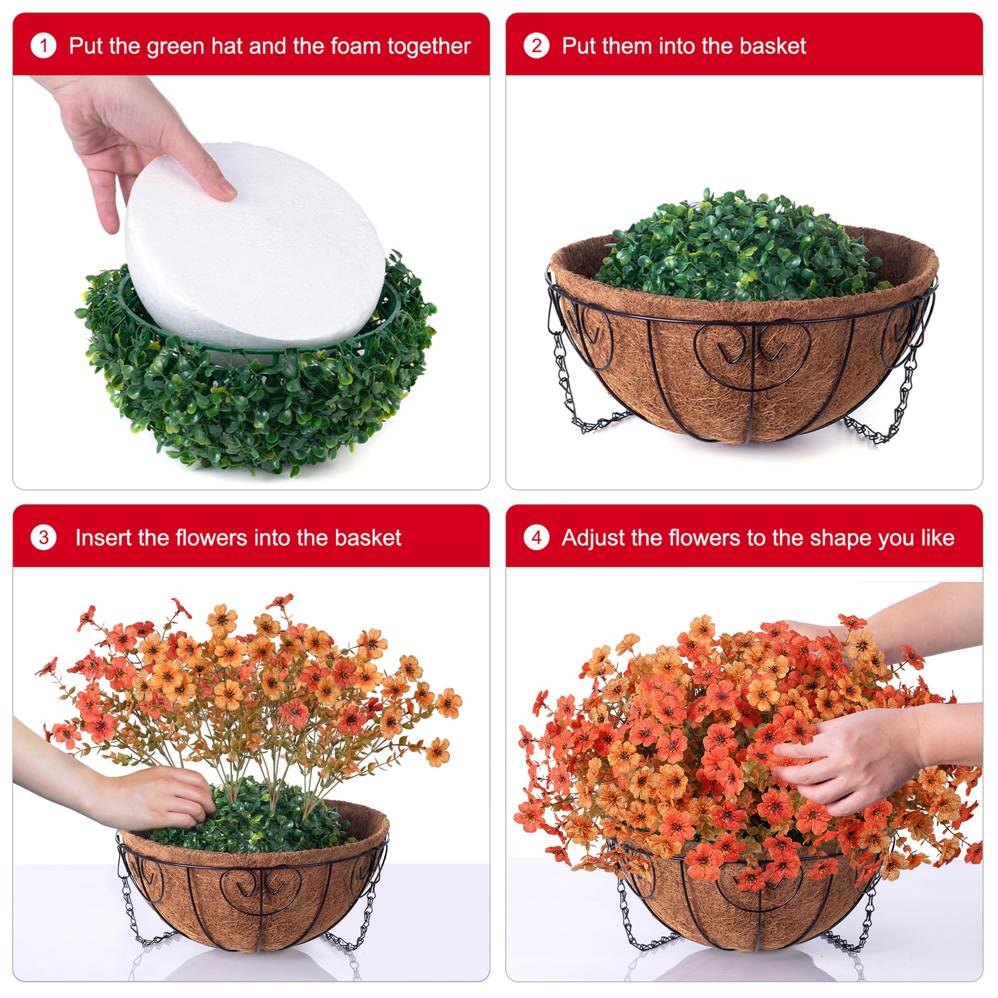 Assembled HyeFlora Hanging Planter dimensions 15.7" x 15.7" x 19"