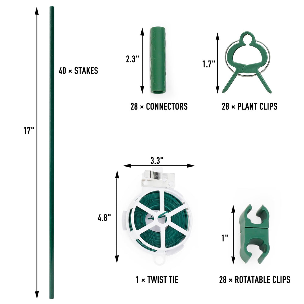 Assembled MAXPACE garden stakes supporting tomato plants