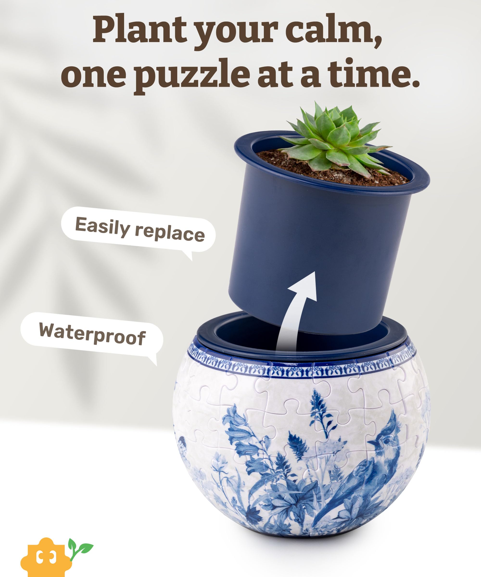 Assembled PieceRelax 3D Puzzle Planter showcasing vibrant colours