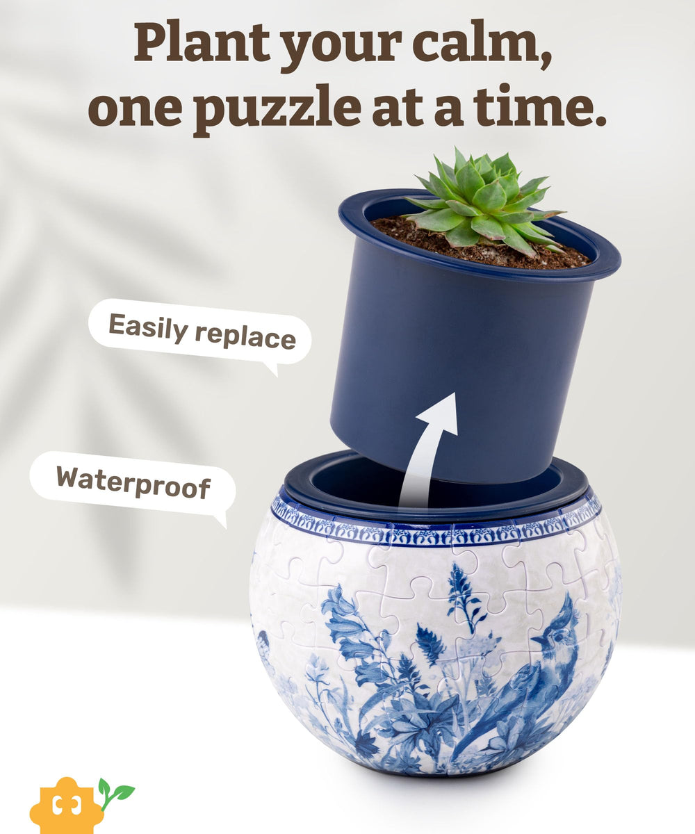 Assembled PieceRelax 3D Puzzle Planter showcasing vibrant colours