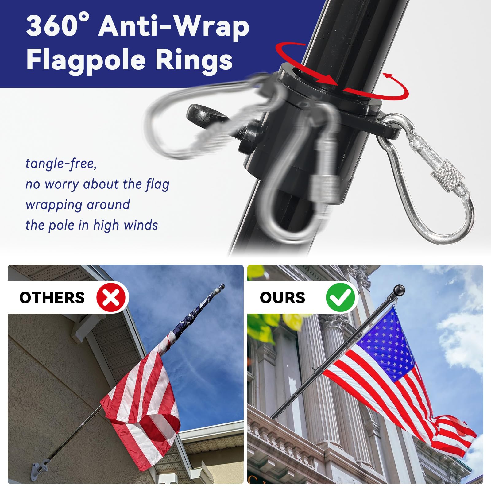 Assembled YOHSUGO flag pole in outdoor setting