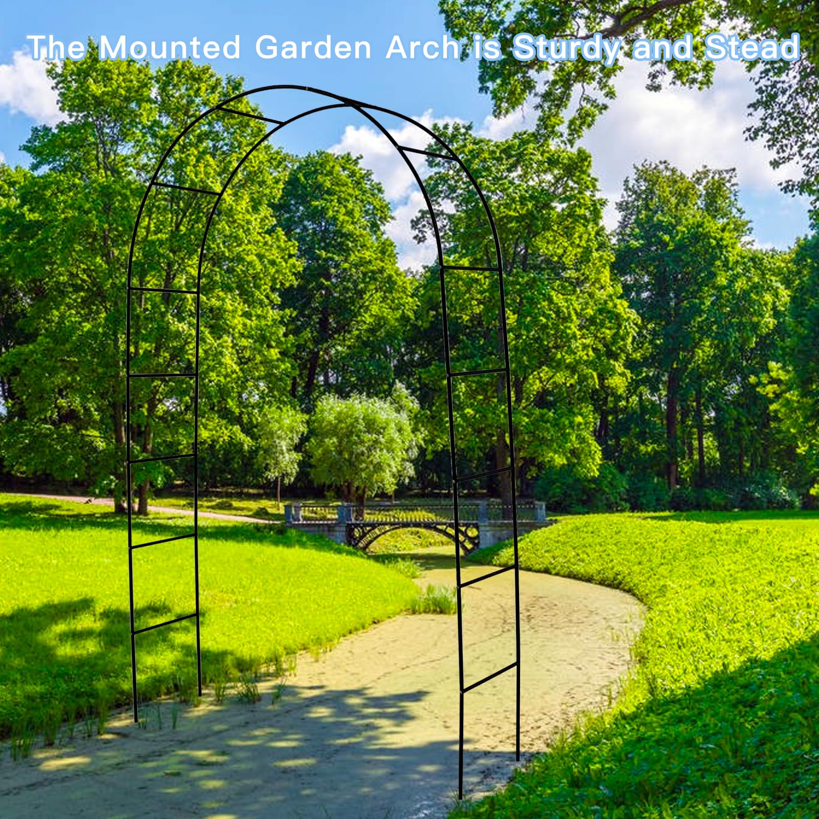Assembly components of THORISE Metal Pergola Arbor displayed