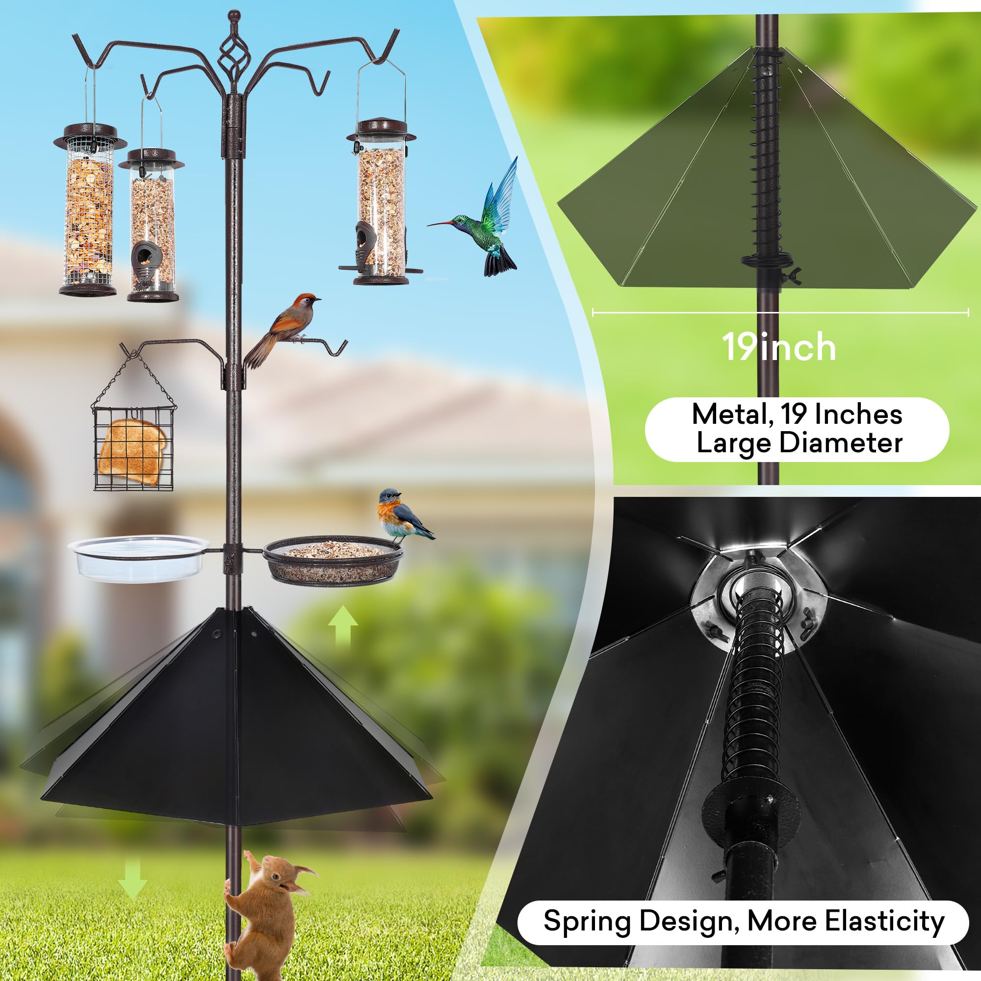 Assembly components of YINGYM Bird Feeding Station including hooks and tray