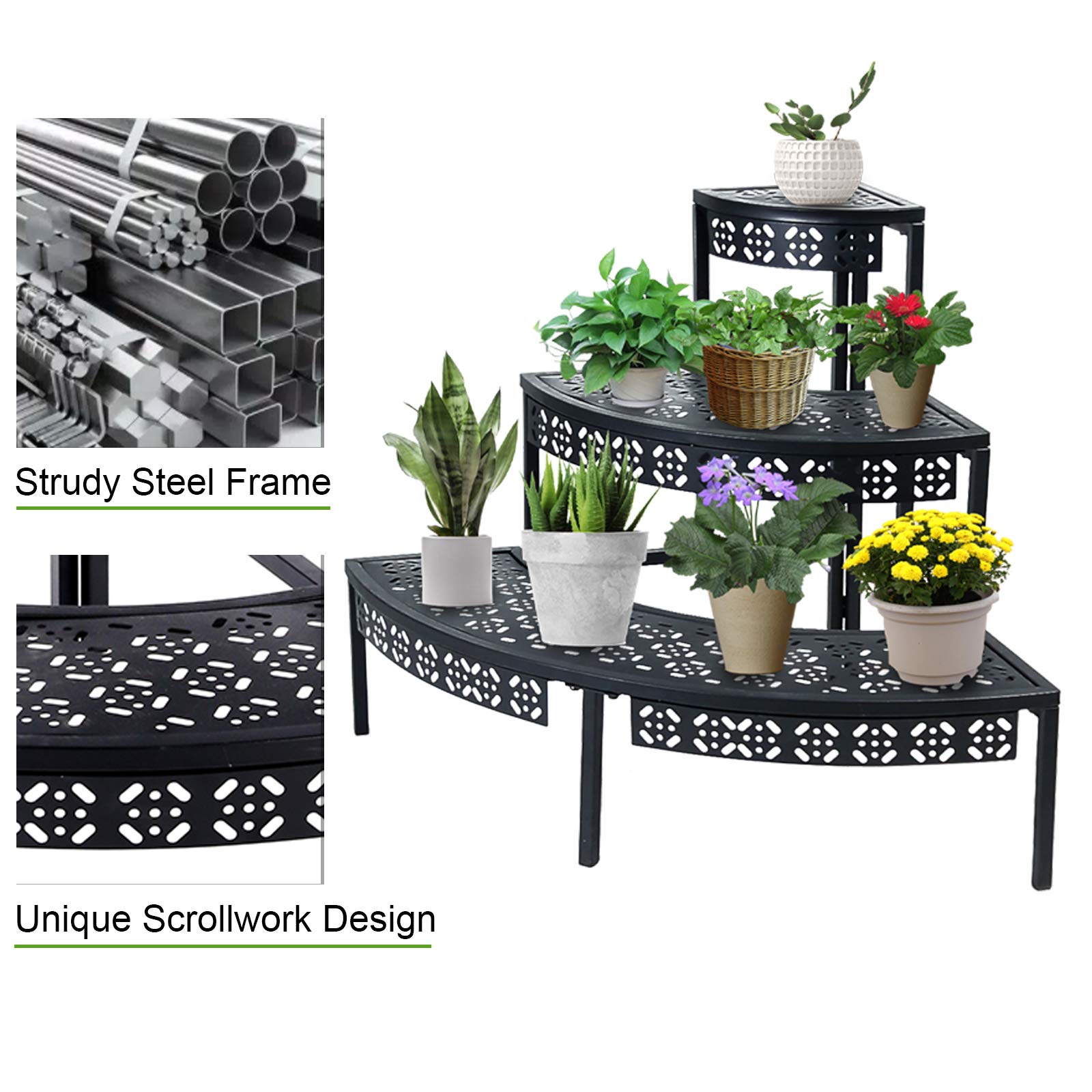 Assembly instructions for aboxoo 3-Tier Metal Plant Stand