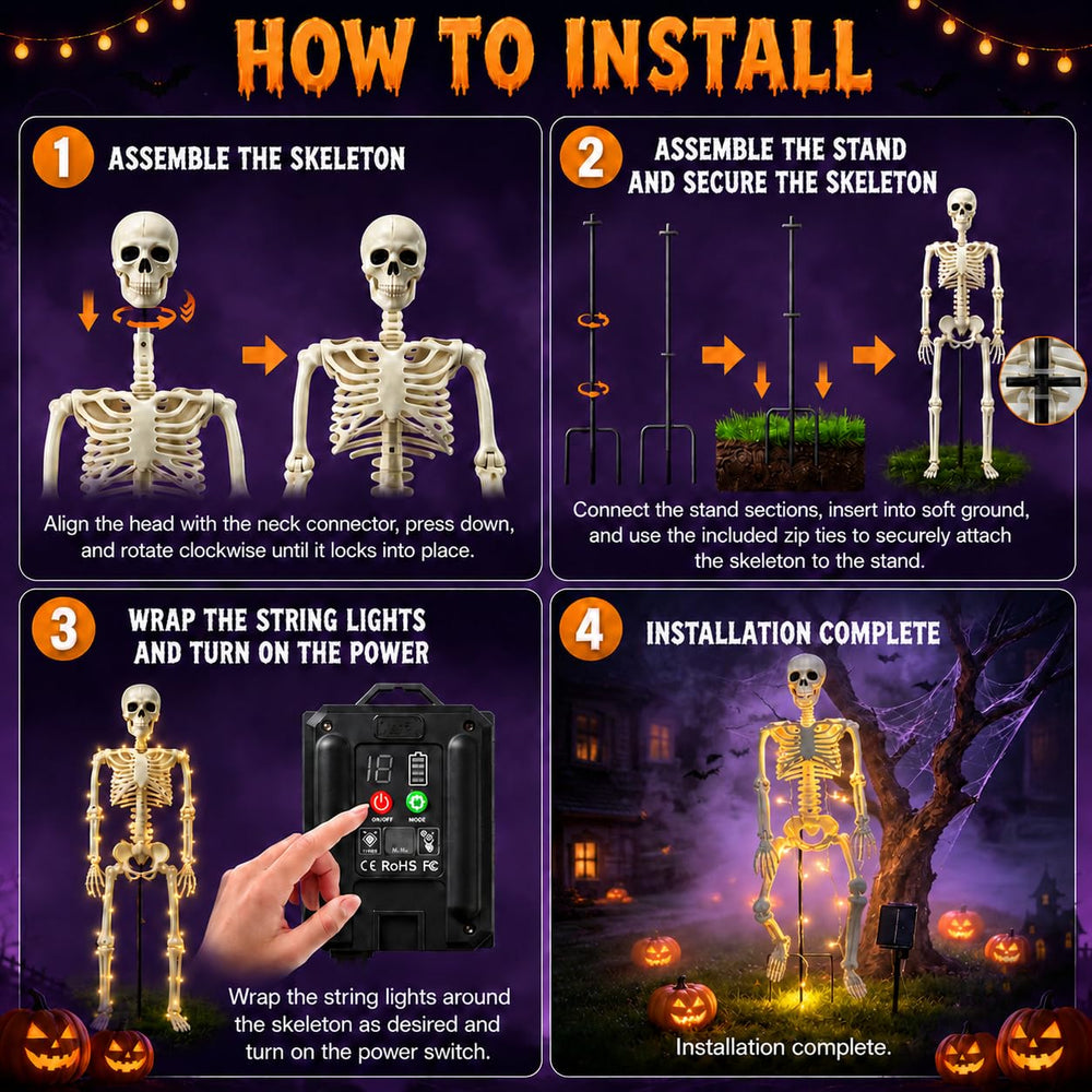Assembly instructions for Anrtrog Halloween skeleton