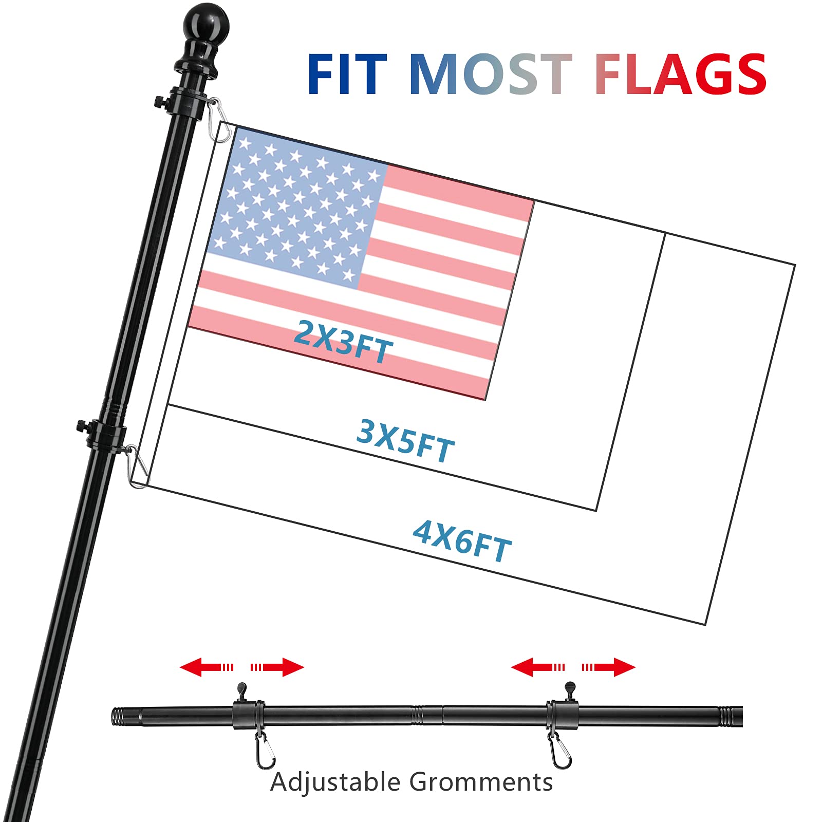 Assembly instructions for Barcetine flag pole with included screws