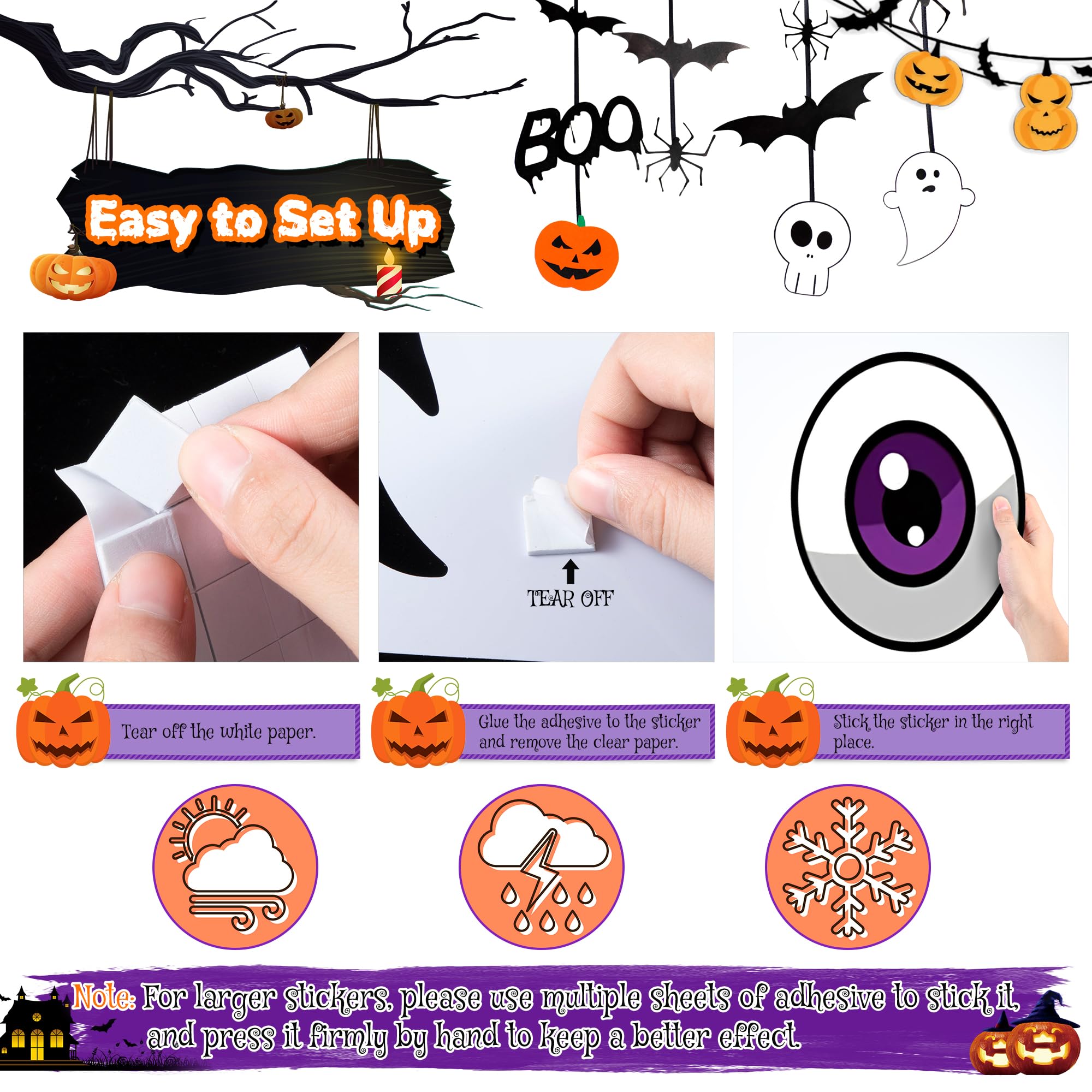 Assembly of Hiboom Halloween decorations with double-sided tape