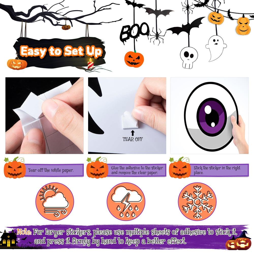 Assembly of Hiboom Halloween decorations with double-sided tape