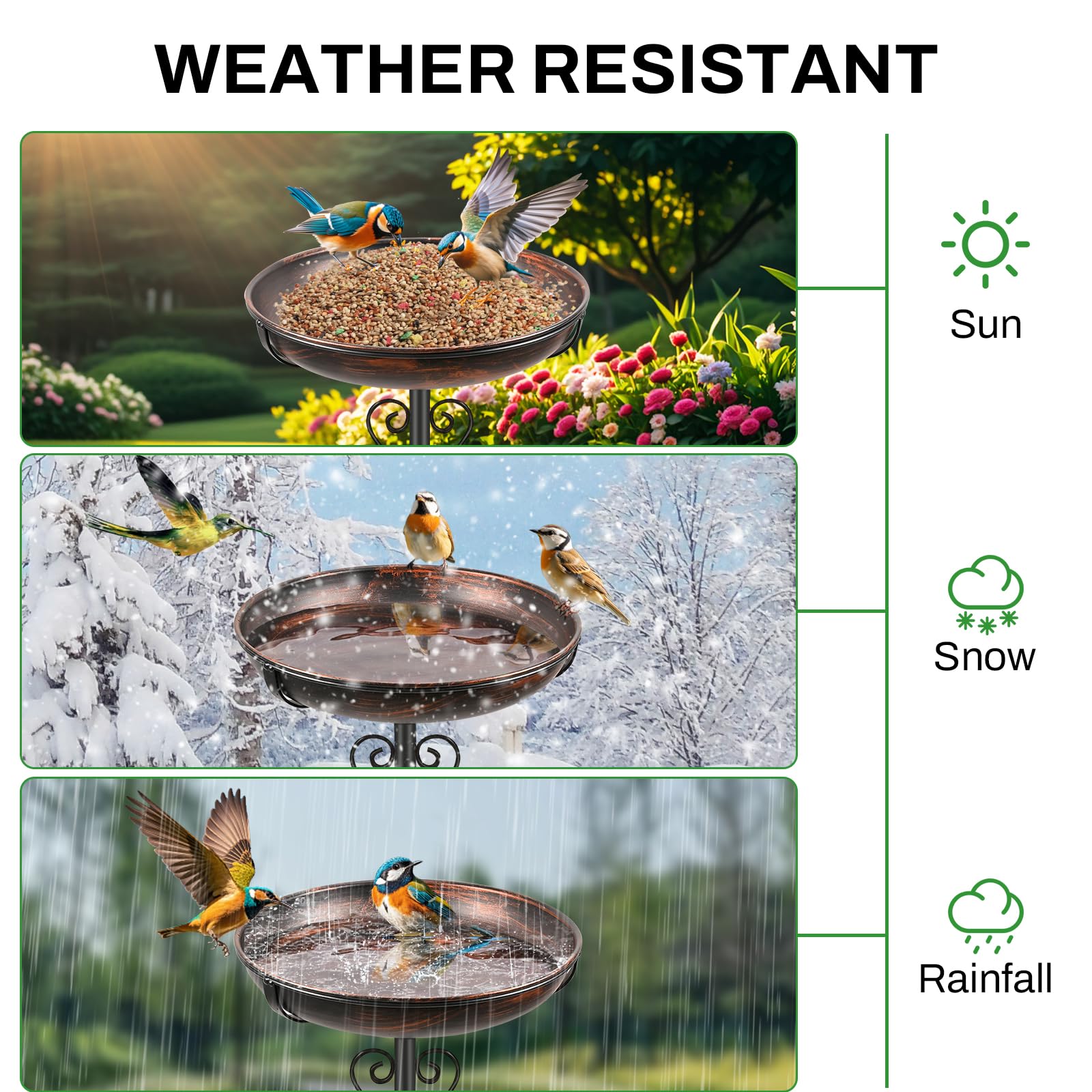 Assembly of ODSNANIE bird bath showing sturdy base