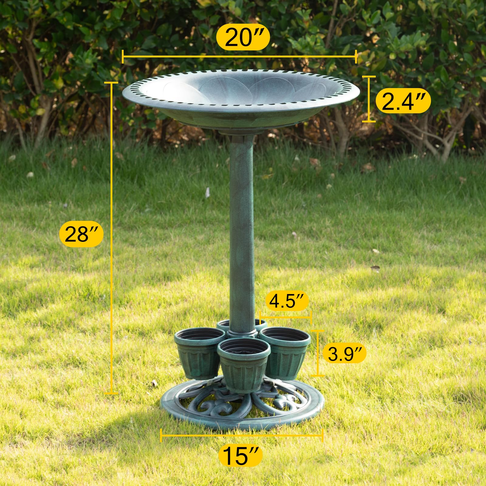 Assembly parts of Demeyad Bird Bath laid out
