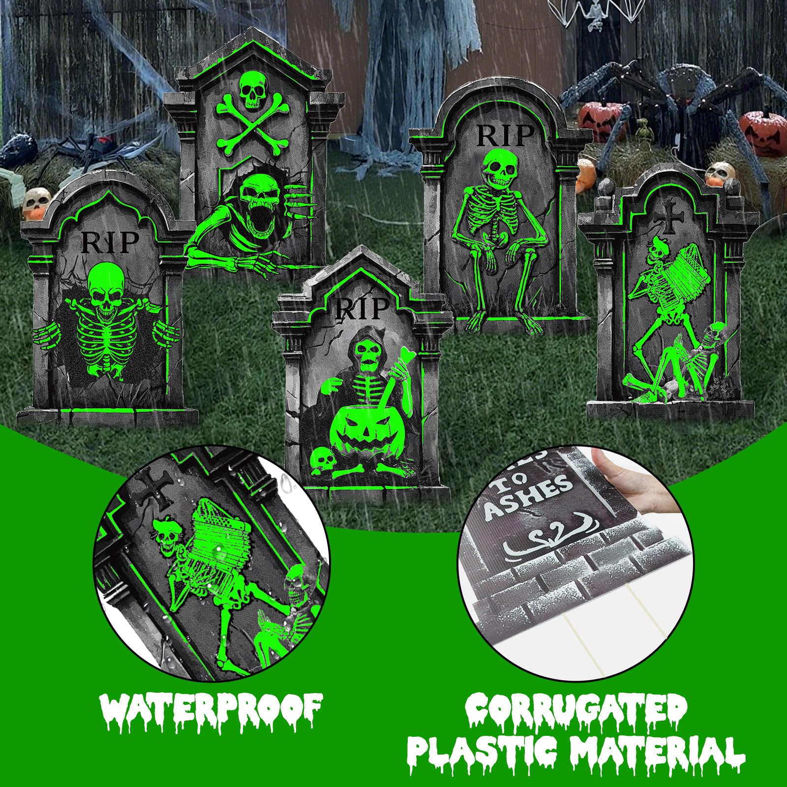 Assembly process of Toteao Halloween tombstones with stakes