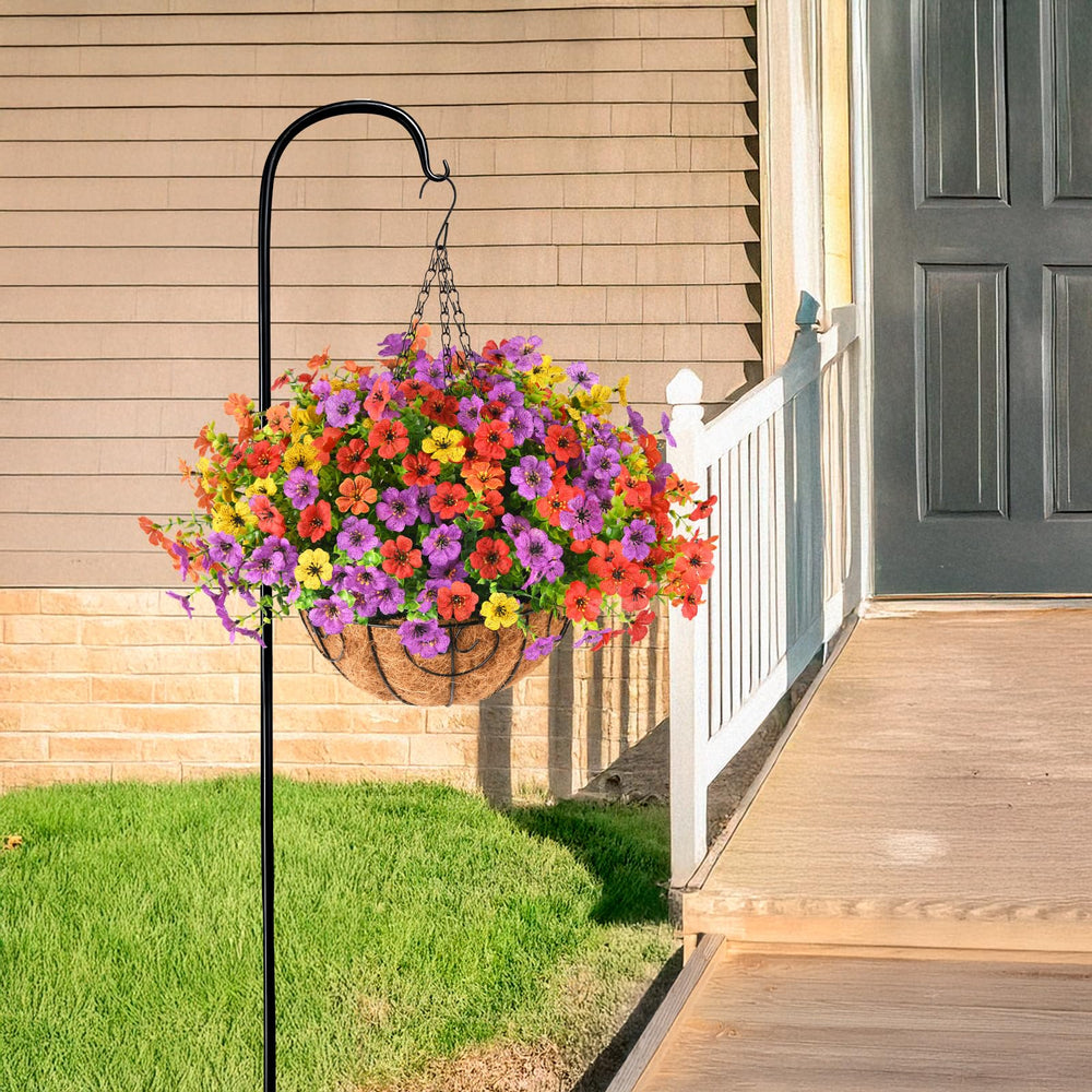 Assembly view of the artificial flowers basket showing dimensions