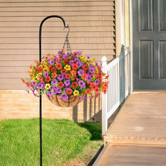 Assembly view of the artificial flowers basket showing dimensions