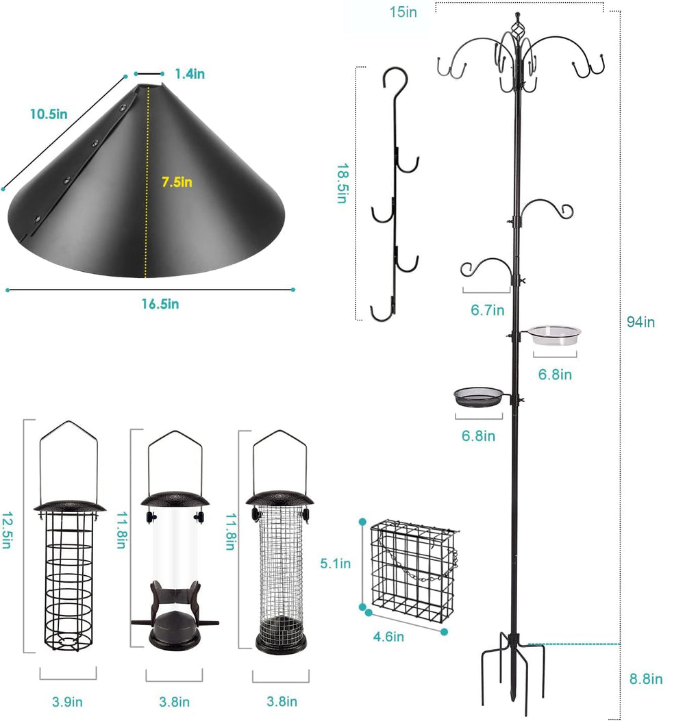 Assembly view of the MIXXIDEA Bird Feeding Station showing adjustable hooks