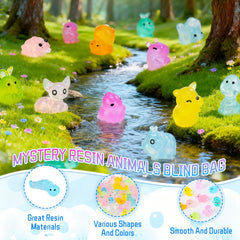 Assorted animal resin models displayed in a garden
