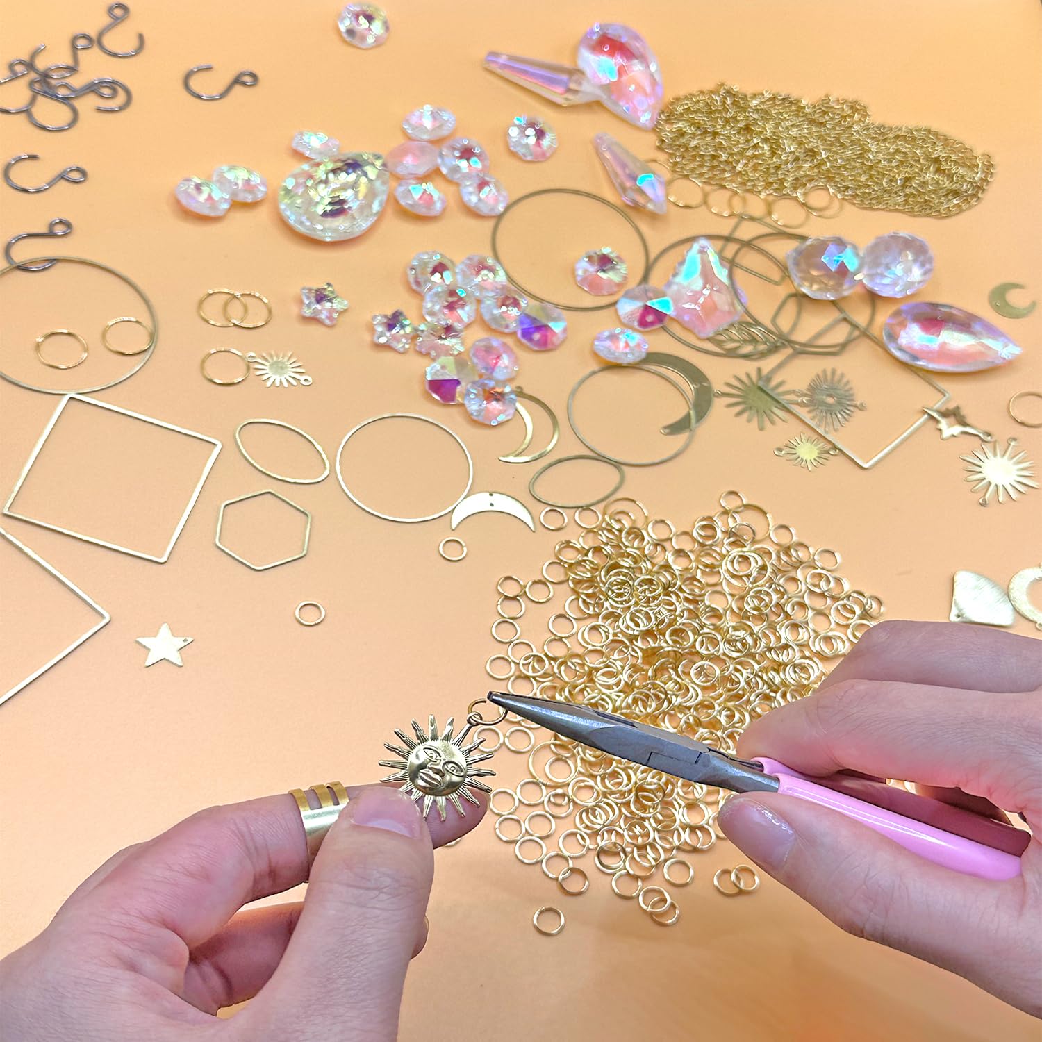 Assorted crystal beads in different sizes for DIY suncatchers