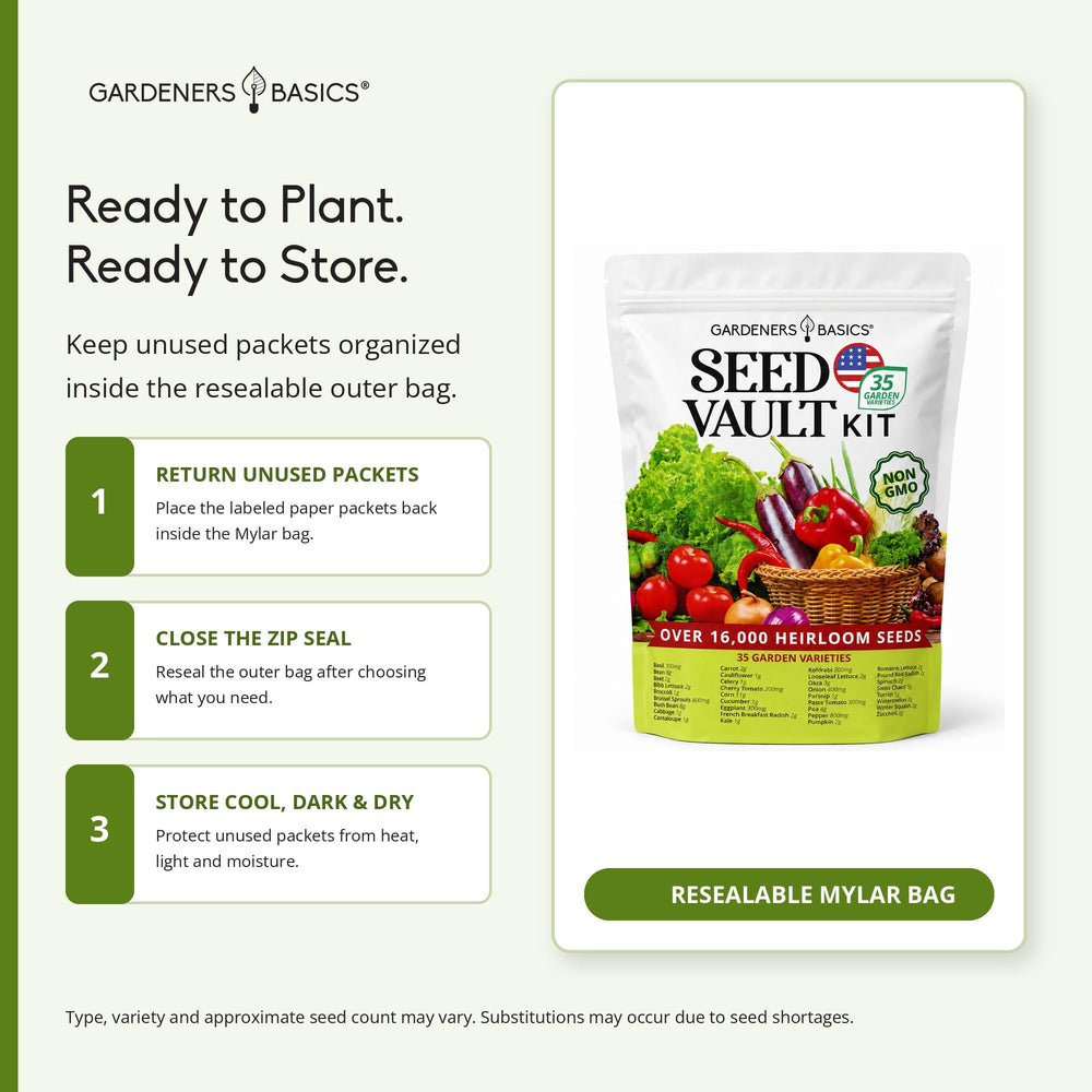 Assorted heirloom vegetable seeds in packets