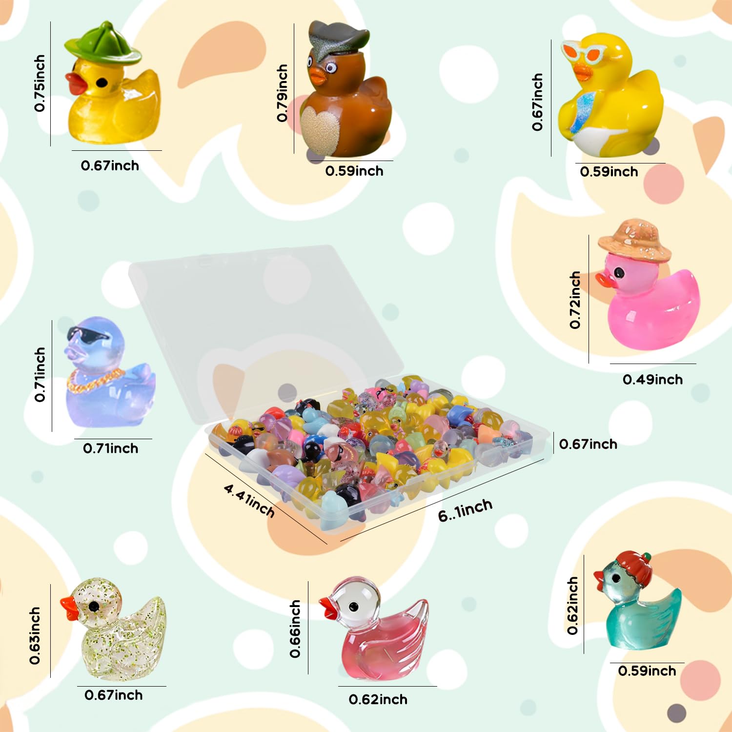 Assorted mini resin ducks used as cake toppers