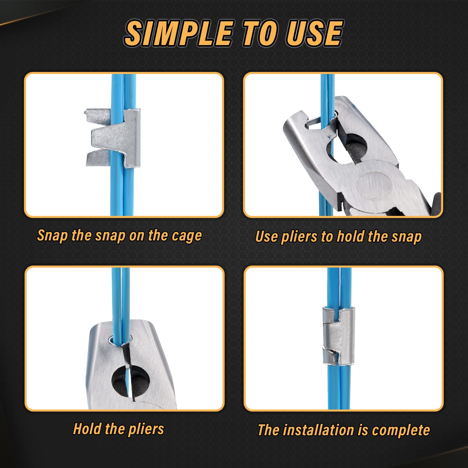 Assorted NAOEDEAH wire cage clips, 0.43 x 0.39 inches