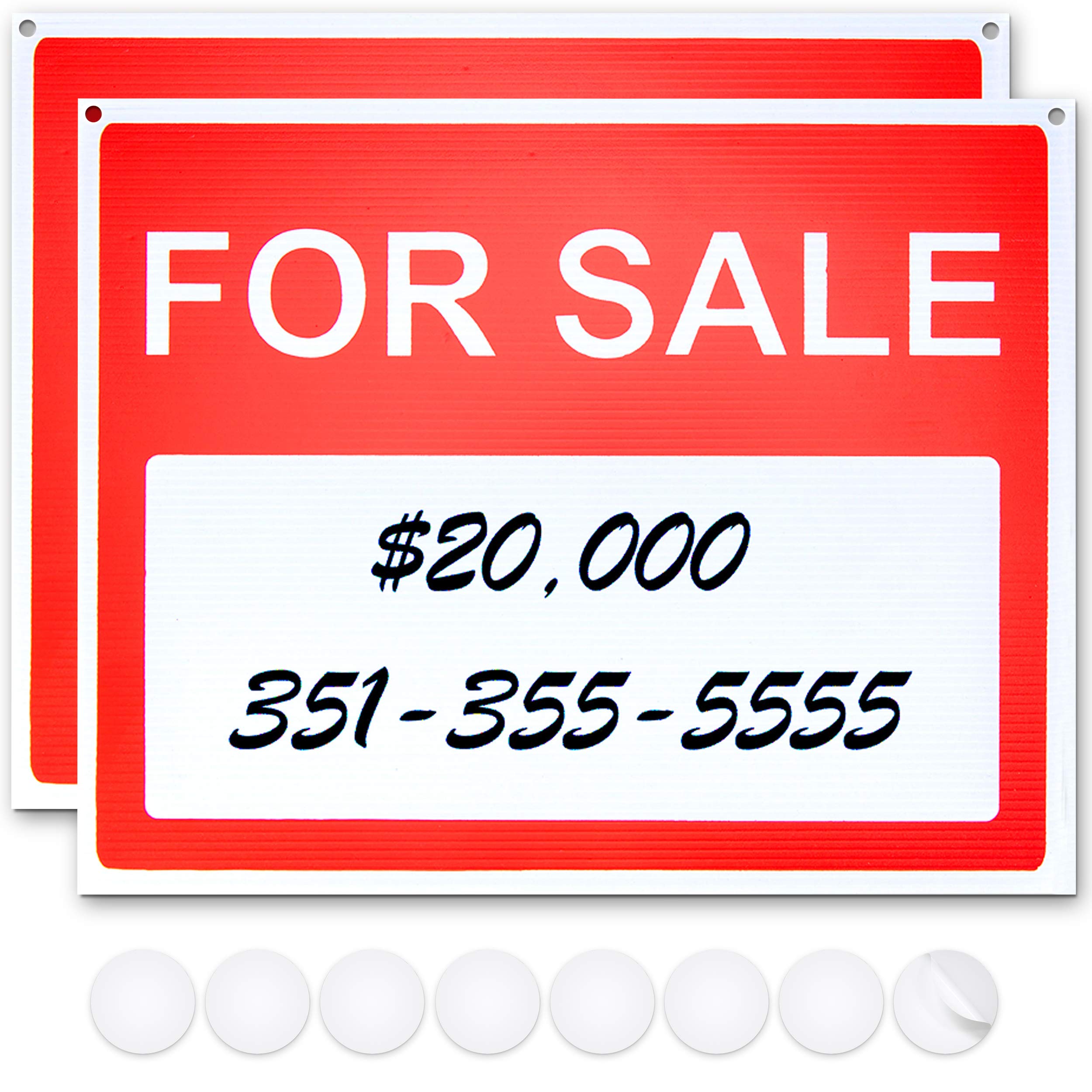 ASSURED SIGNS For Sale Sign Car front view, red and white design