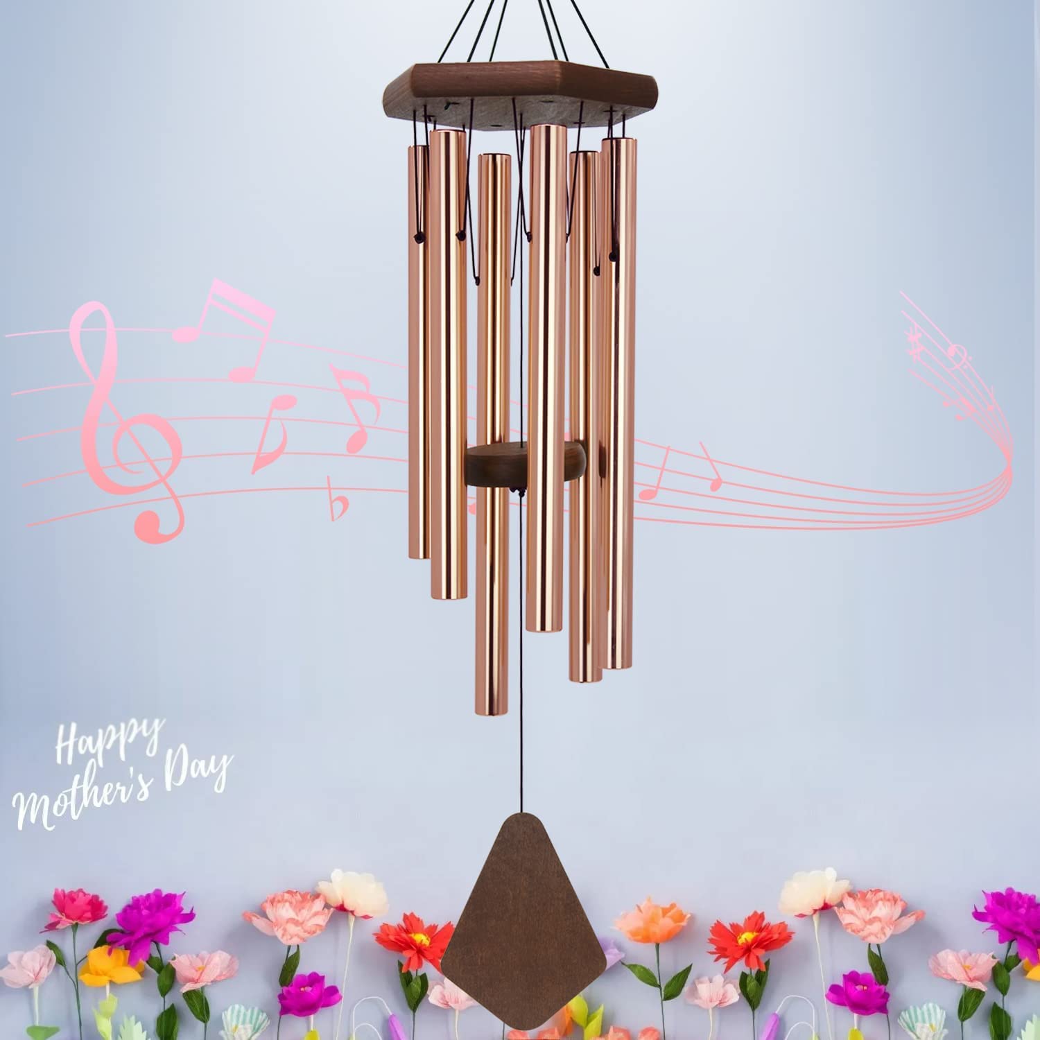 ASTARIN 30 inch rose gold wind chime front view