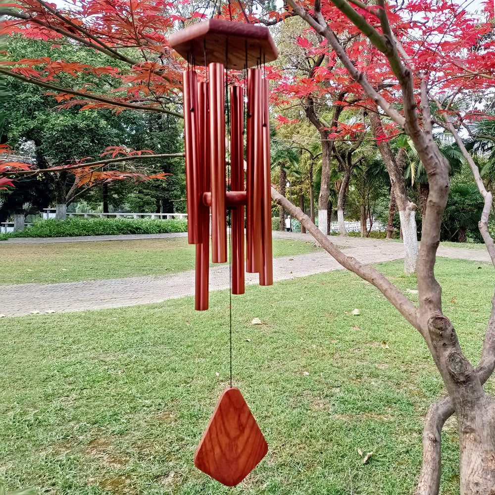 ASTARIN 30 inch wind chime close-up of red copper finish