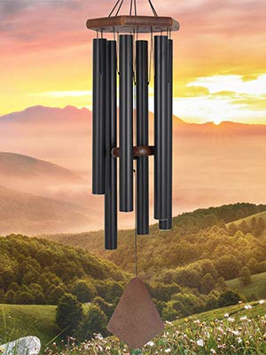 ASTARIN 36 inch black wind chime front view with aluminum tubes