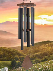 ASTARIN 36 inch black wind chime front view with aluminum tubes