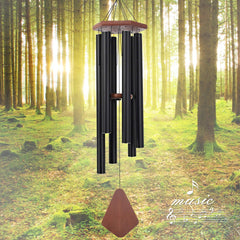 ASTARIN 44-inch black wind chime front view with six aluminum tubes