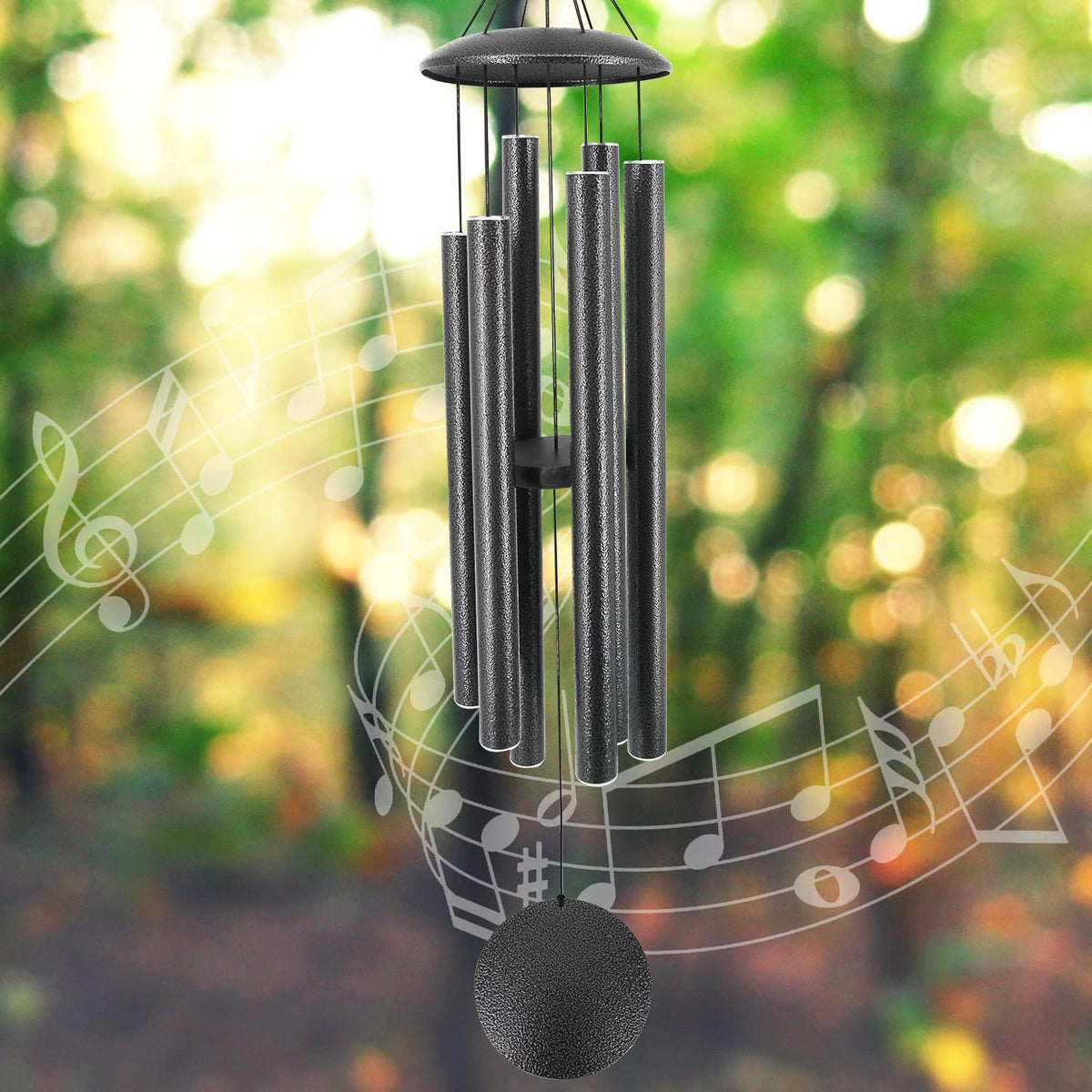 ASTARIN 45-Inch Wind Chimes Grey Black front view