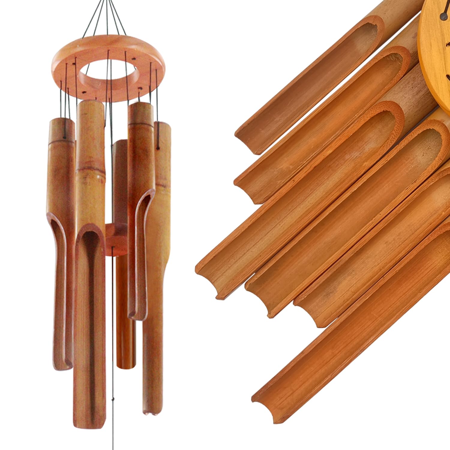 ASTARIN Bamboo Wind Chimes dark brown front view